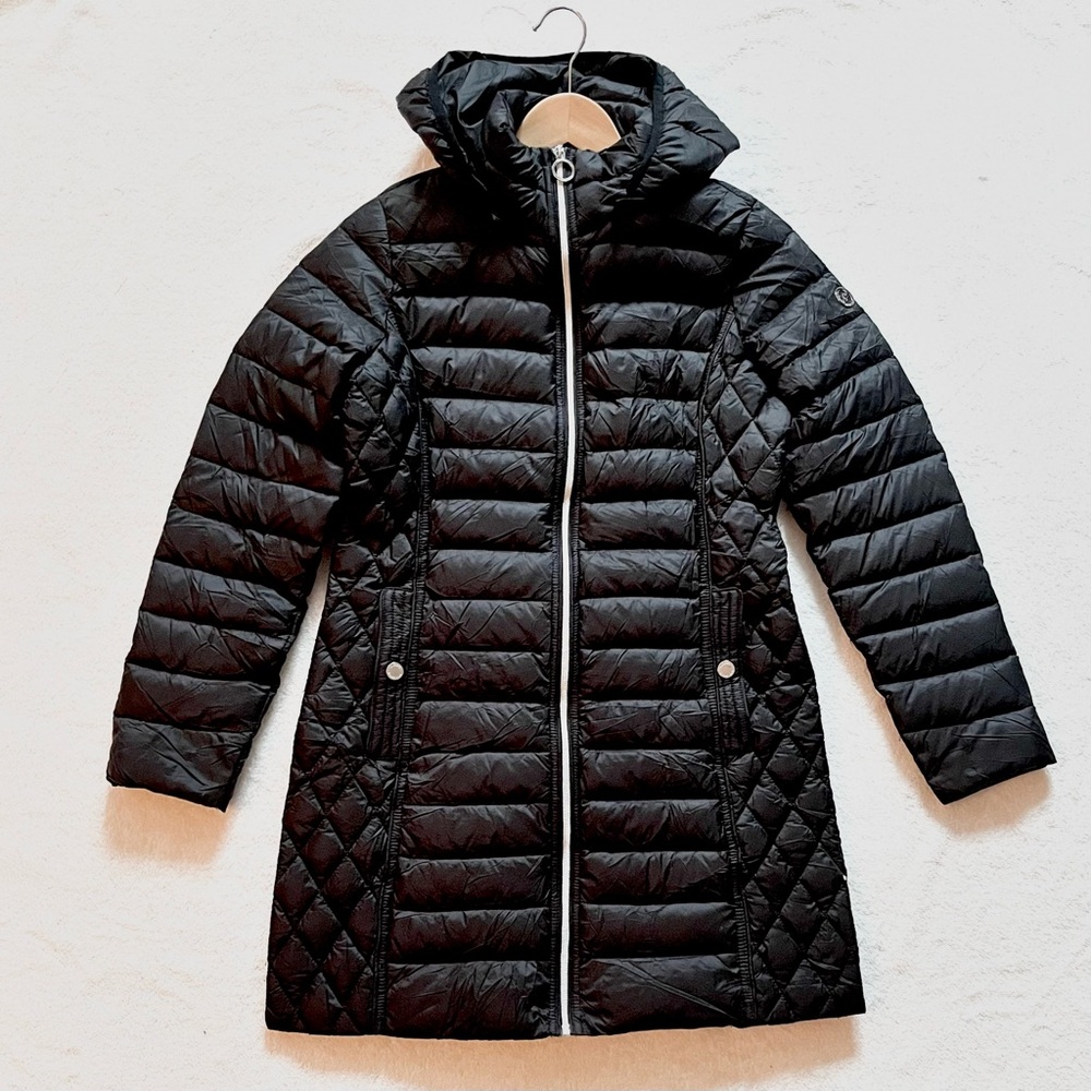 Michael Kors Packable Down Puffer Coat Black Hooded XS